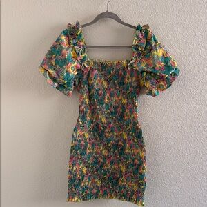 Donnee Par Dieu Smocked Floral Mini Dress Size M